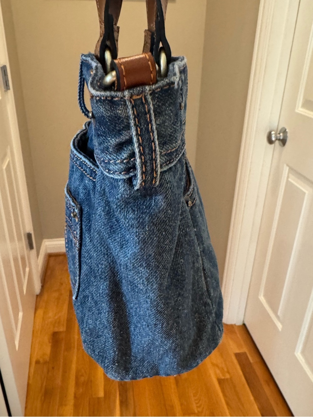 Patricia Nash - Varedo Medium Denim Satchel in stonewashed blue. NWT - Picture 4 of 11